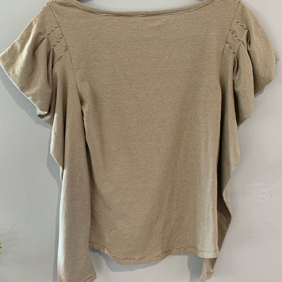 FREE PEOPLE BOHO Blouse-Medium Nude/Tan w/Shoulder Accent Womens EUC RET$108 - Picture 6 of 6